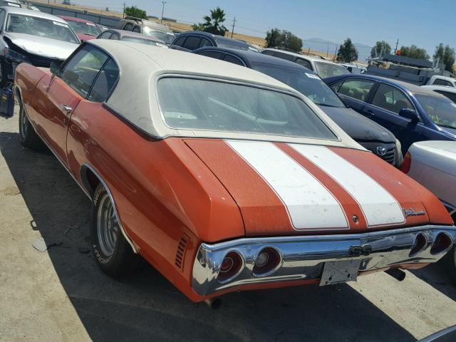 11D37J2R564869 - 1972 CHEVROLET CHEVELLE RED photo 3