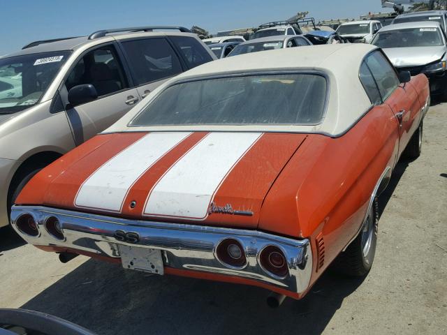 11D37J2R564869 - 1972 CHEVROLET CHEVELLE RED photo 4