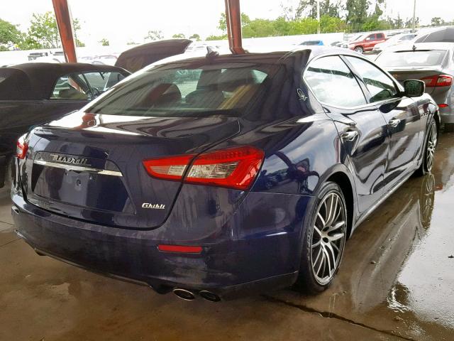 ZAM57XSA3F1141305 - 2015 MASERATI GHIBLI BLUE photo 4