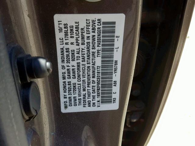 19XFB2F95CE018172 - 2012 HONDA CIVIC EXL 棕色 照片 10