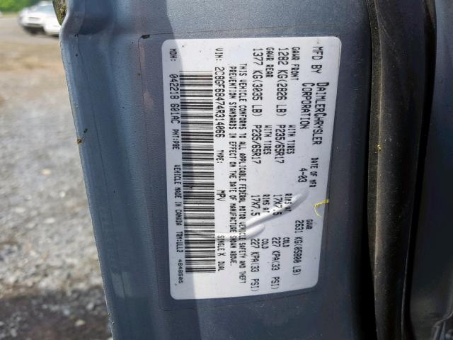 2C8GF68474R314066 - 2004 CHRYSLER PACIFICA BLUE photo 10