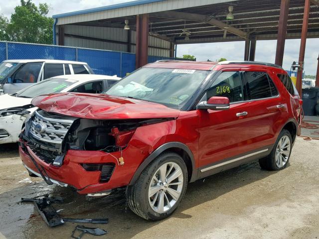 1FM5K7F8XKGB16883 - 2019 FORD EXPLORER L RED photo 2