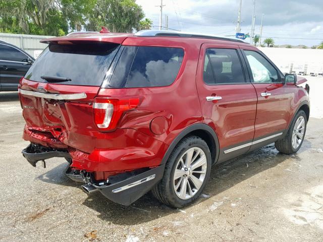 1FM5K7F8XKGB16883 - 2019 FORD EXPLORER L RED photo 4