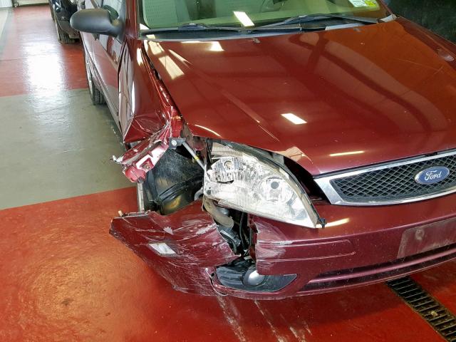 1FAHP34N37W246141 - 2007 FORD FOCUS ZX4 RED photo 9