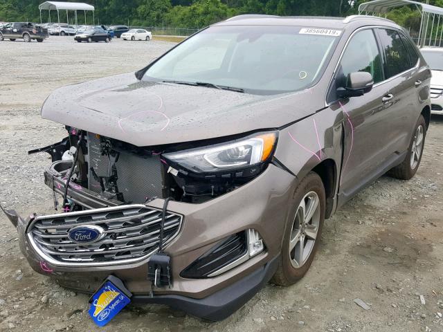 2FMPK3J97KBB34296 - 2019 FORD EDGE SEL BROWN photo 2