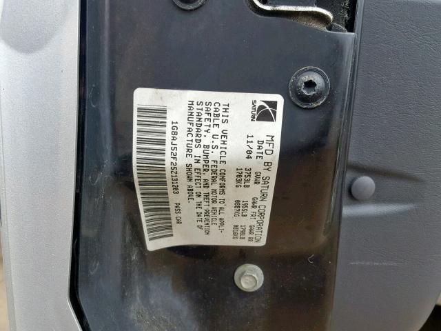 1G8AJ52F25Z131203 - 2005 SATURN ION LEVEL SILVER photo 10