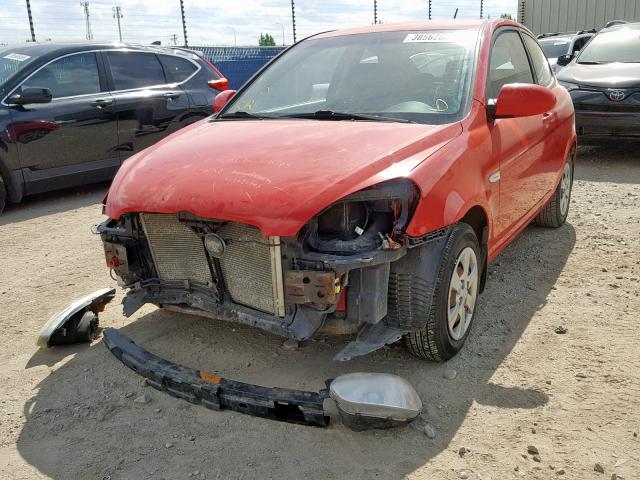 KMHCN35C09U114102 - 2009 HYUNDAI ACCENT SE RED photo 2