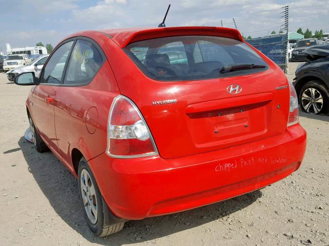 KMHCN35C09U114102 - 2009 HYUNDAI ACCENT SE RED photo 3