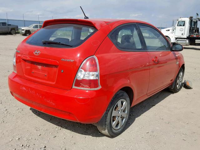 KMHCN35C09U114102 - 2009 HYUNDAI ACCENT SE RED photo 4