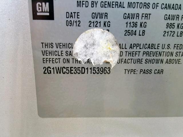 2G1WC5E35D1153963 - 2013 CHEVROLET IMPALA LTZ SILVER photo 10