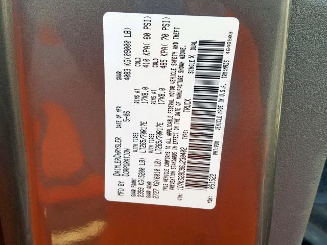 1D7KS28C96J230402 - 2006 DODGE RAM 2500 S ნაცრისფერი ფოტო 10