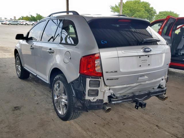 2FMDK3JC3EBB20947 - 2014 FORD EDGE SEL SILVER photo 3