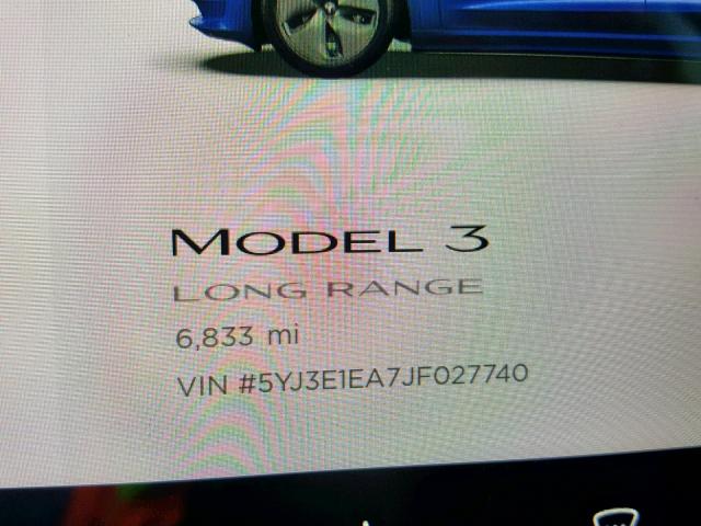 5YJ3E1EA7JF027740 - 2018 TESLA MODEL 3 BLUE photo 8