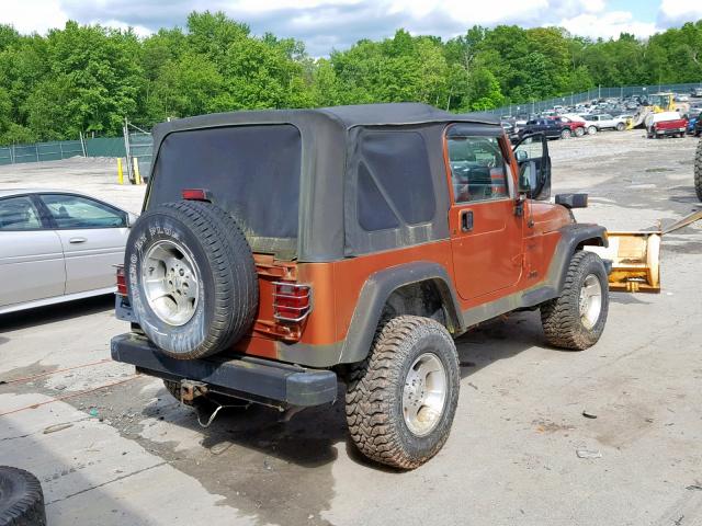 1J4FA49S71P318770 - 2001 JEEP WRANGLER / ORANGE photo 4