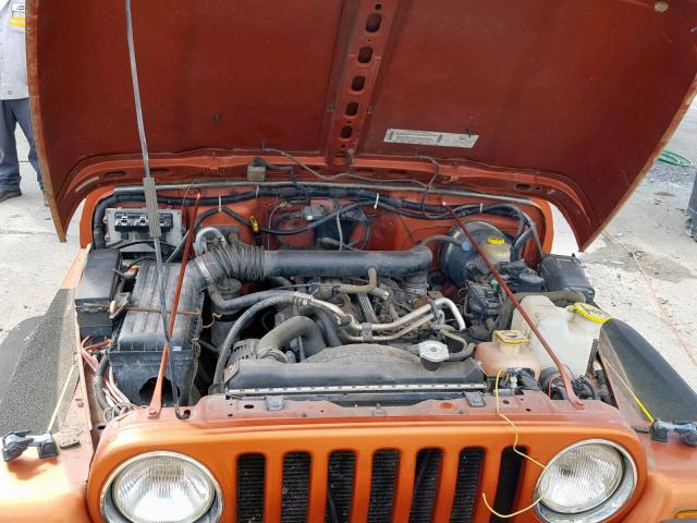 1J4FA49S71P318770 - 2001 JEEP WRANGLER / ORANGE photo 7