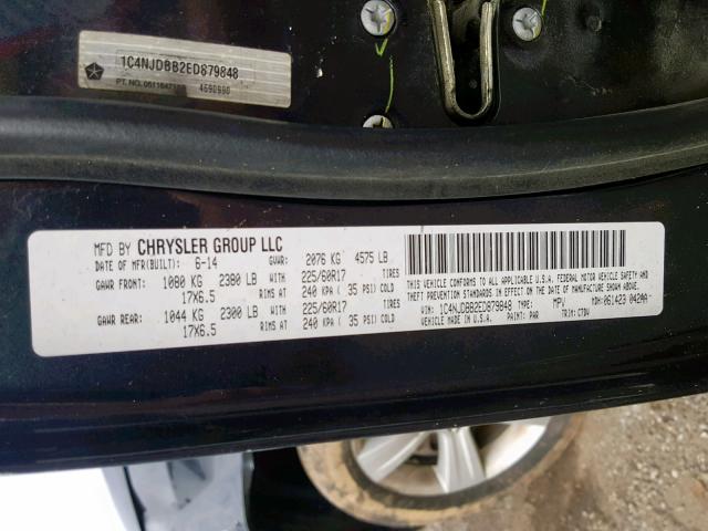 1C4NJDBB2ED879848 - 2014 JEEP COMPASS SP ნაცრისფერი ფოტო 10