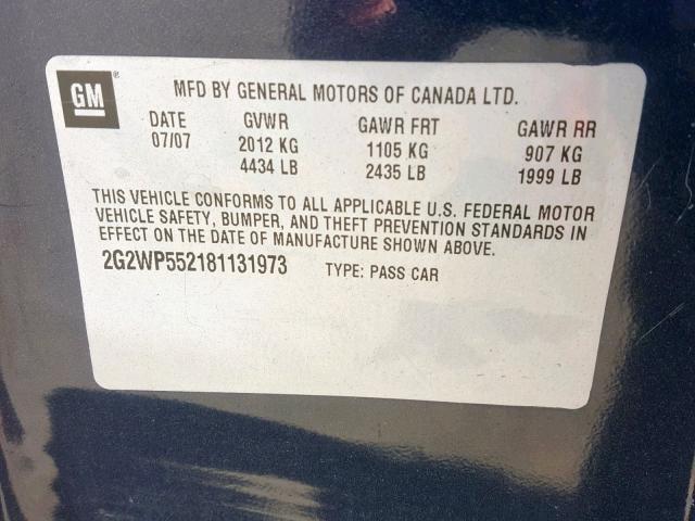 2G2WP552181131973 - 2008 PONTIAC GRAND PRIX BLUE photo 10