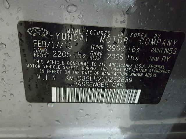 KMHD35LH2GU262639 - 2016 HYUNDAI ELANTRA GT SILVER photo 10