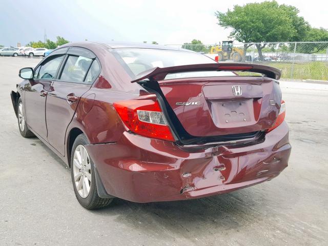 19XFB2F98CE000510 - 2012 HONDA CIVIC EXL RED photo 3