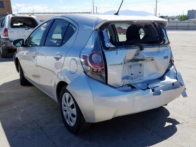 JTDKDTB38D1546423 - 2013 TOYOTA PRIUS C SILVER photo 3