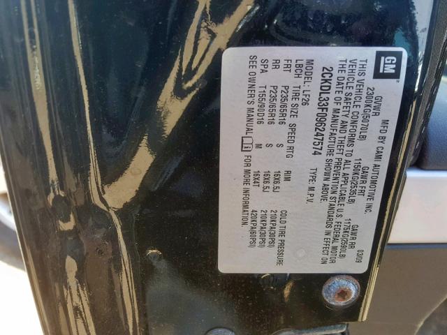 2CKDL33F096247574 - 2009 PONTIAC TORRENT BLACK photo 10