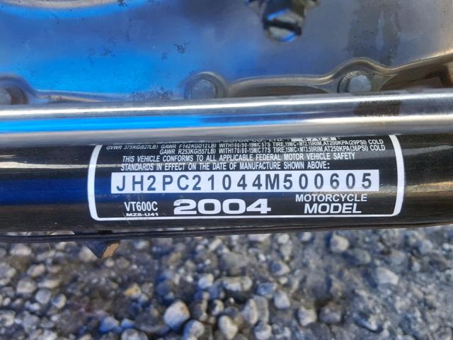 JH2PC21044M500605 - 2004 HONDA VT600 C BLUE photo 10