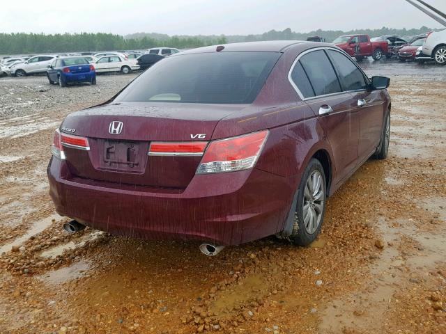 1HGCP3F86CA034600 - 2012 HONDA ACCORD EXL RED photo 4