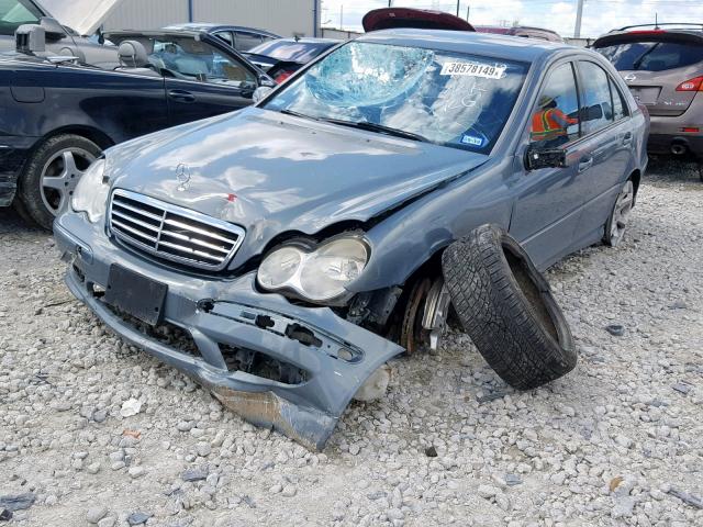 WDBRF52H47A930069 - 2007 MERCEDES-BENZ C 230 BLUE photo 2