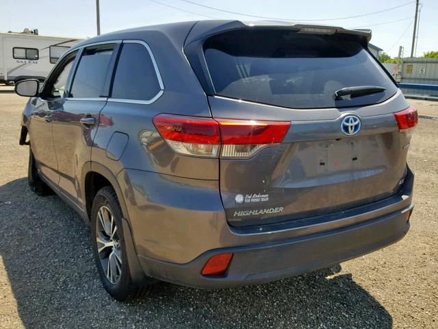 5TDBGRFH6JS037431 - 2018 TOYOTA HIGHLANDER GRAY photo 3