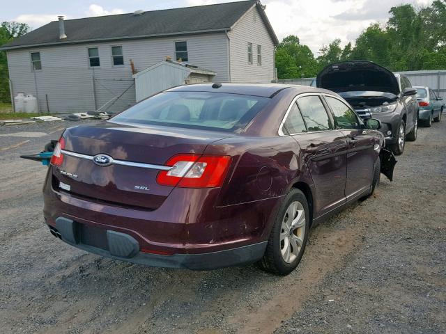 1FAHP2EW7BG101589 - 2011 FORD TAURUS SEL BURGUNDY photo 4