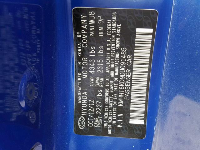 KMHHT6KD9DU091485 - 2013 HYUNDAI GENESIS CO BLUE photo 10