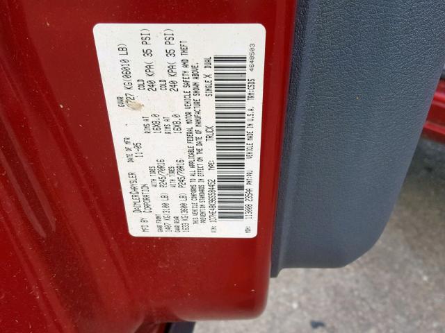 1D7HE48K96S584452 - 2006 DODGE DAKOTA QUA RED photo 10