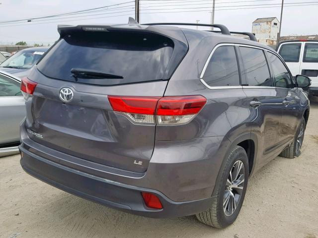 5TDZZRFH6JS241137 - 2018 TOYOTA HIGHLANDER GRAY photo 4