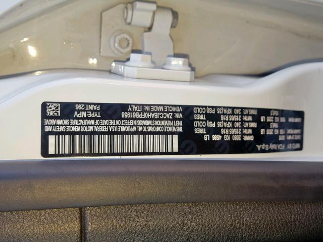 ZACCJBAH0FPB61958 - 2015 JEEP RENEGADE S WHITE photo 10