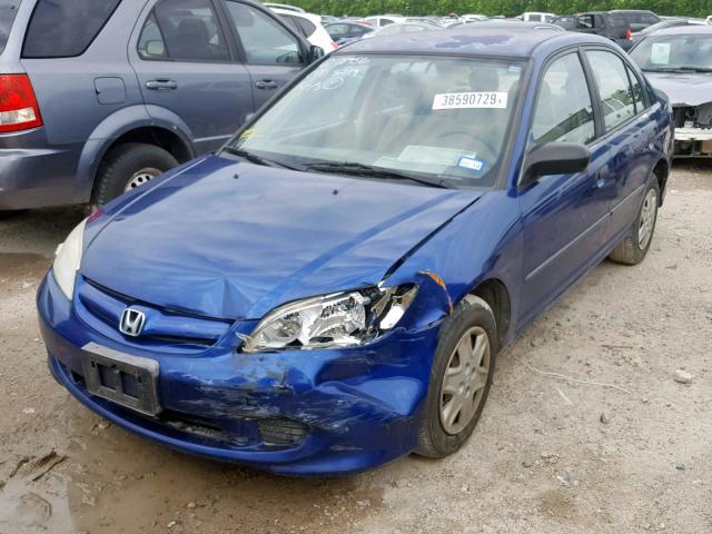 2HGES16364H634732 - 2004 HONDA CIVIC DX V BLUE photo 2