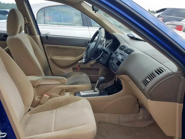 2HGES16364H634732 - 2004 HONDA CIVIC DX V BLUE photo 5