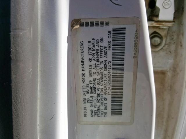 1Y1SK5286XZ441572 - 1999 CHEVROLET GEO PRIZM 白色 照片 10