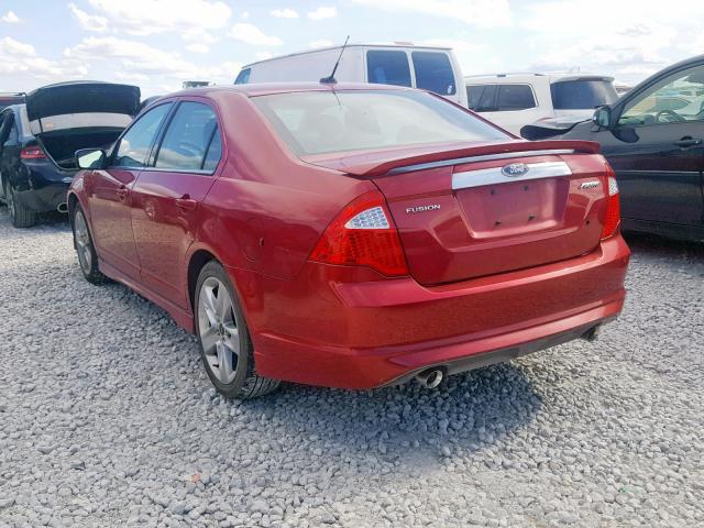 3FAHP0KC7AR315763 - 2010 FORD FUSION SPO RED photo 3