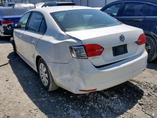 3VW2K7AJ2DM280474 - 2013 VOLKSWAGEN JETTA BASE WHITE photo 3