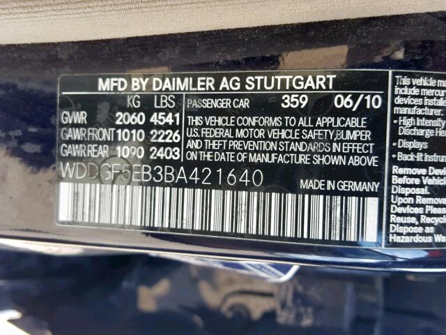 WDDGF5EB3BA421640 - 2011 MERCEDES-BENZ C 300 BLACK photo 10