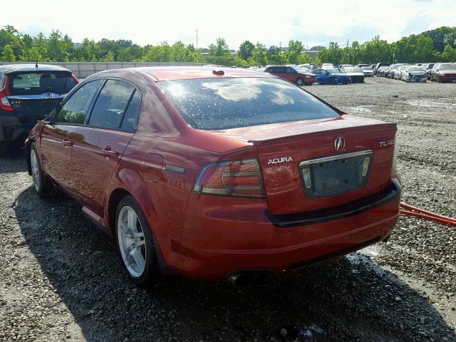 19UUA76527A045246 - 2007 ACURA TL TYPE S RED photo 3