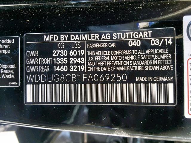 WDDUG8CB1FA069250 - 2015 MERCEDES-BENZ S 550 BLACK photo 10