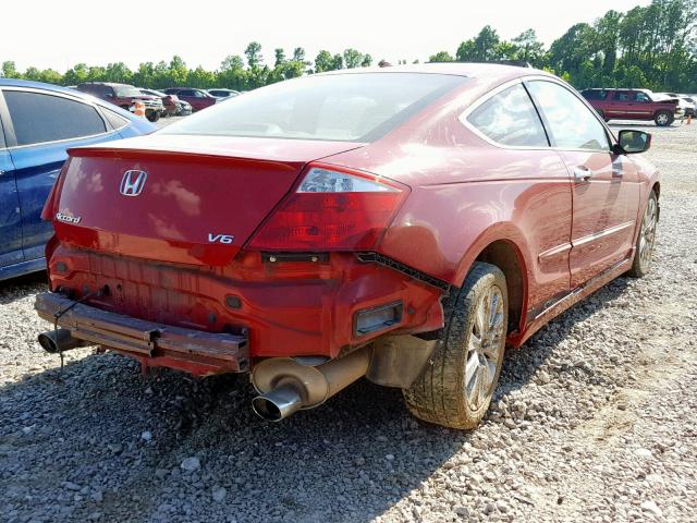 1HGCS2B81AA000723 - 2010 HONDA ACCORD EXL RED photo 4