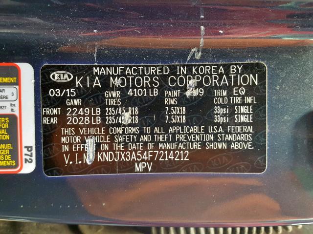 KNDJX3A54F7214212 - 2015 KIA SOUL ! BLUE photo 10