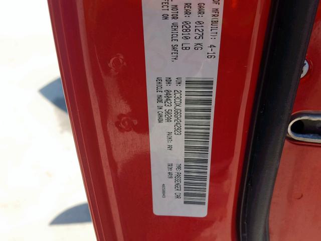 2C3CDXJG6GH242923 - 2016 DODGE CHARGER SX RED photo 10