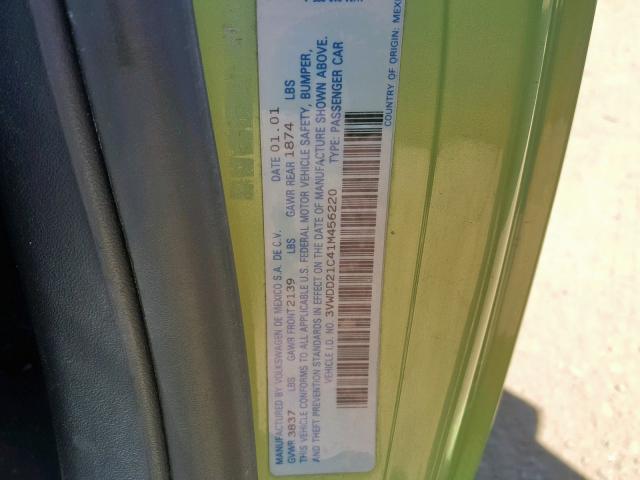 3VWDD21C41M456220 - 2001 VOLKSWAGEN NEW BEETLE Yaşıl foto 10