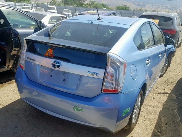 JTDKN3DP2C3024886 - 2012 TOYOTA PRIUS PLUG BLUE photo 4