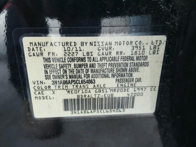 3N1AB6AP5CL654063 - 2012 NISSAN SENTRA 2.0 BLACK photo 10