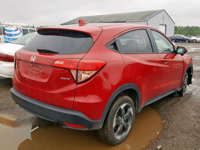 3CZRU6H54JG728961 - 2018 HONDA HR-V EX RED photo 4