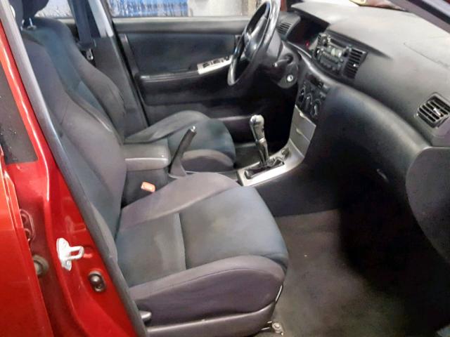 2T1BY32E55C375357 - 2005 TOYOTA COROLLA XR RED photo 5